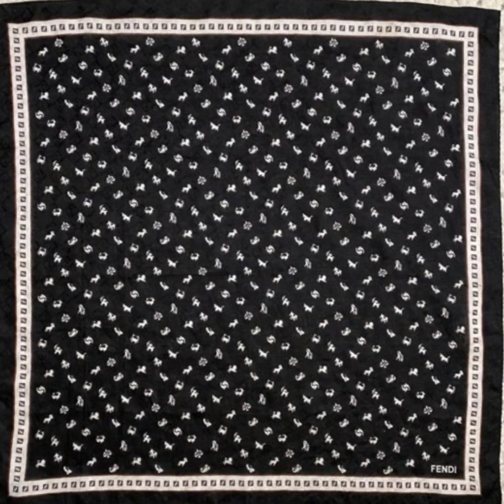 Fendi Black and White Cotton Scarf